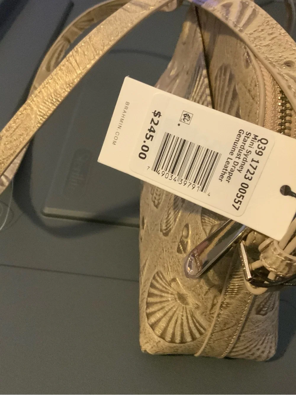 Brahmin Metallic Gold Shell-Embossed crossbody purse